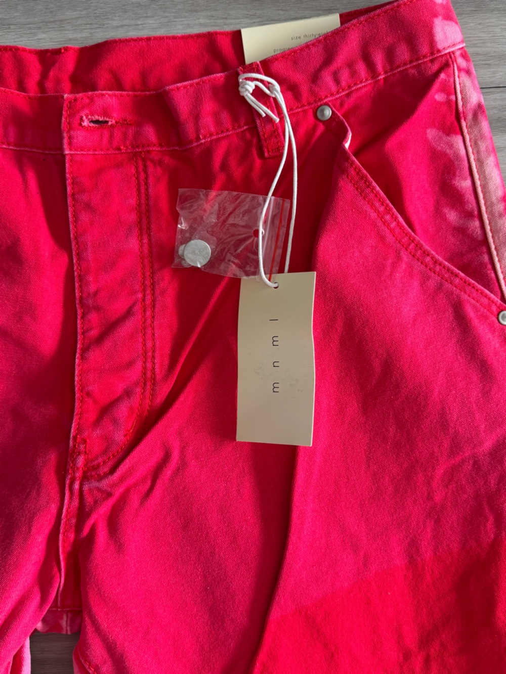 Mens Bright Pink/Red Utility Pocket Skirt Jeans! (38) flare - Picture 3 of 8